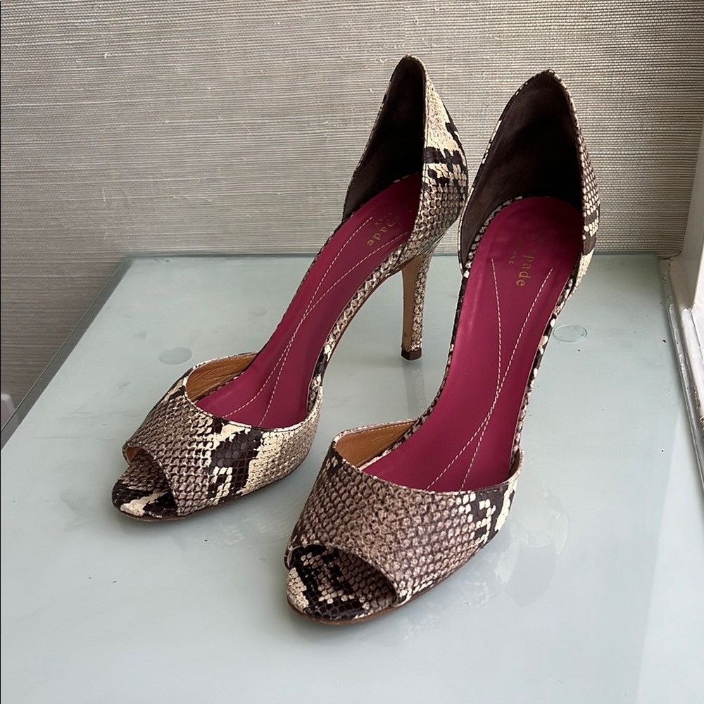 Kate Spade Snakeskin Peep-Toe d’orsay Heels size 8.5